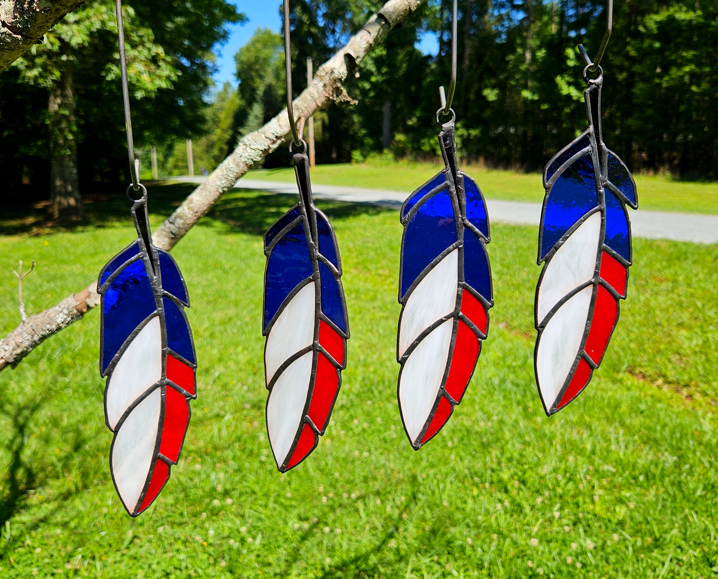 Patriotic Stained Glass Feather Military Gift