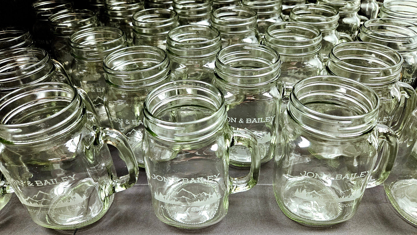 Mason Jar Mugs for Wedding//Wedding Gift//Place Setting Wedding//Gift for Wedding Guests