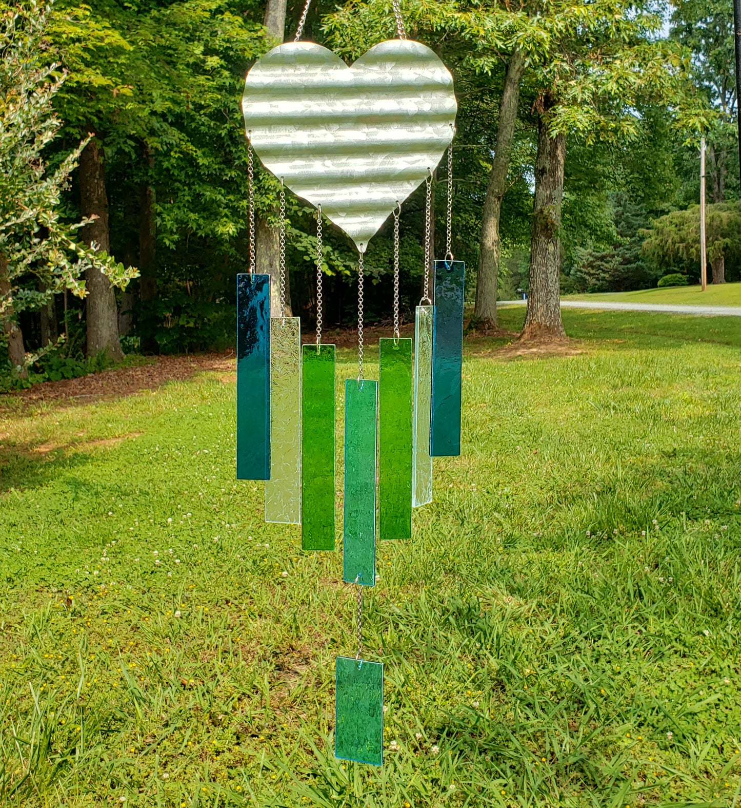 Ocean Colors Glass Wind Chimes, Stained Glass Wind Chimes