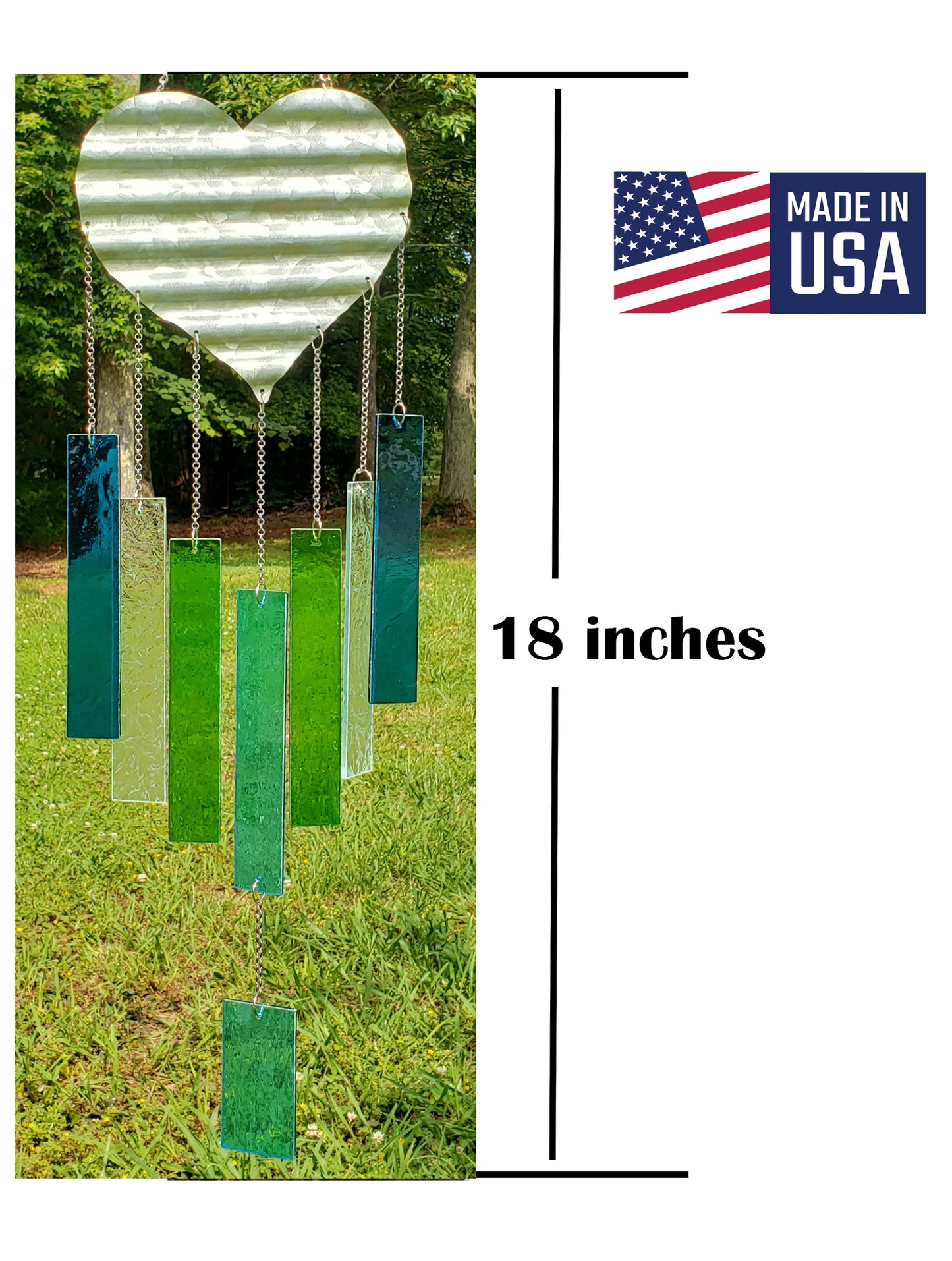 Ocean Colors Glass Wind Chimes, Stained Glass Wind Chimes