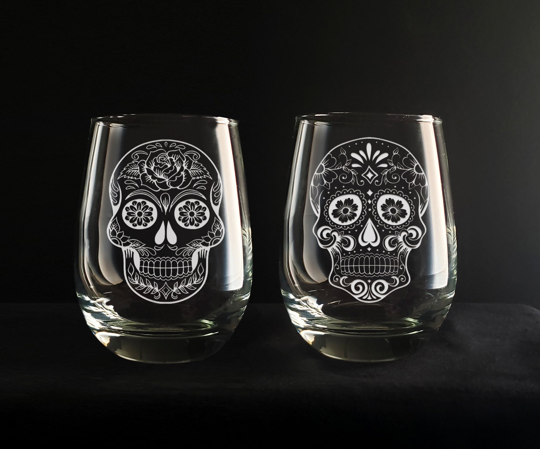 2 Day Of The Dead Dia De Los Muertos Teal Sugar Skull Wine Glasses 2 Day Of The Dead Dia De Los Muertos Teal Sugar Skull Wine Glasses