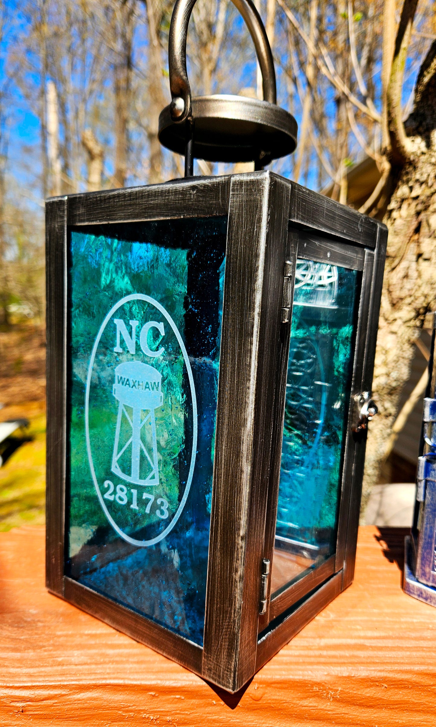 Waxhaw Water Tower Stained Glass Lantern