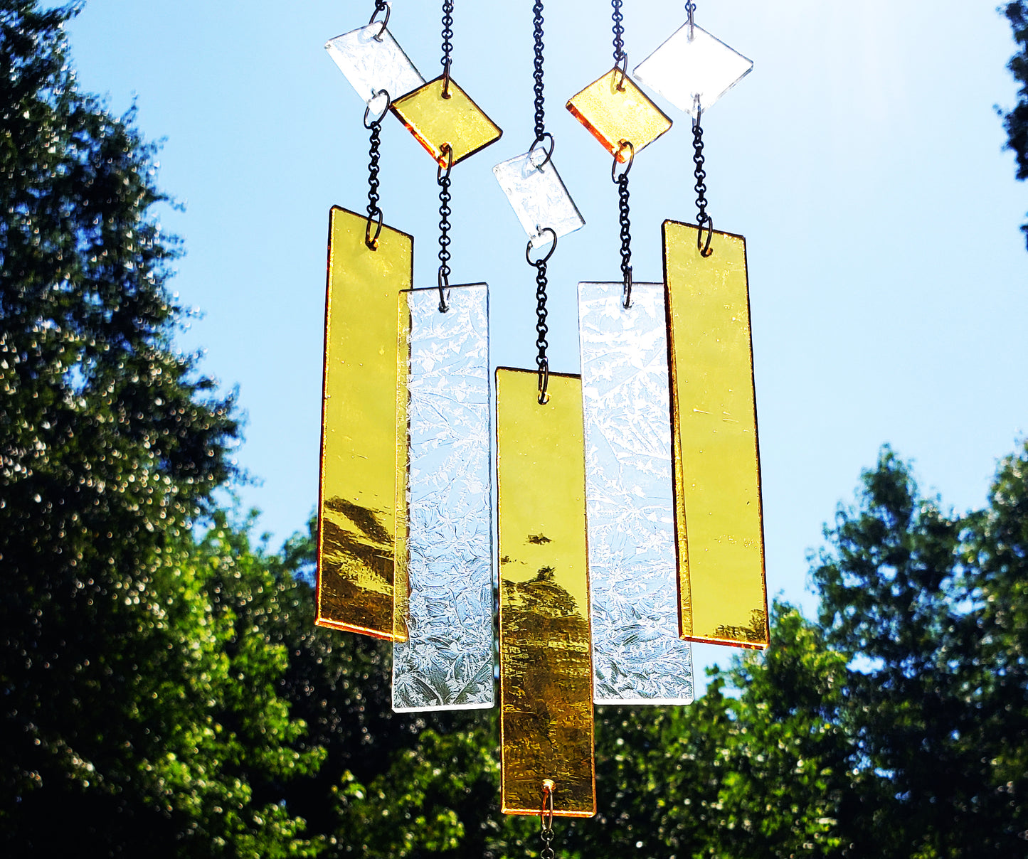 White Glass Butterfly Windchime