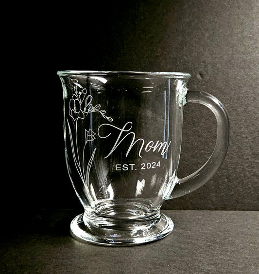 Mom Est. Engraved Mug, Grandma, New Mom, Aunt, Baby Announcement, Mother's Day, Baby Shower Gift