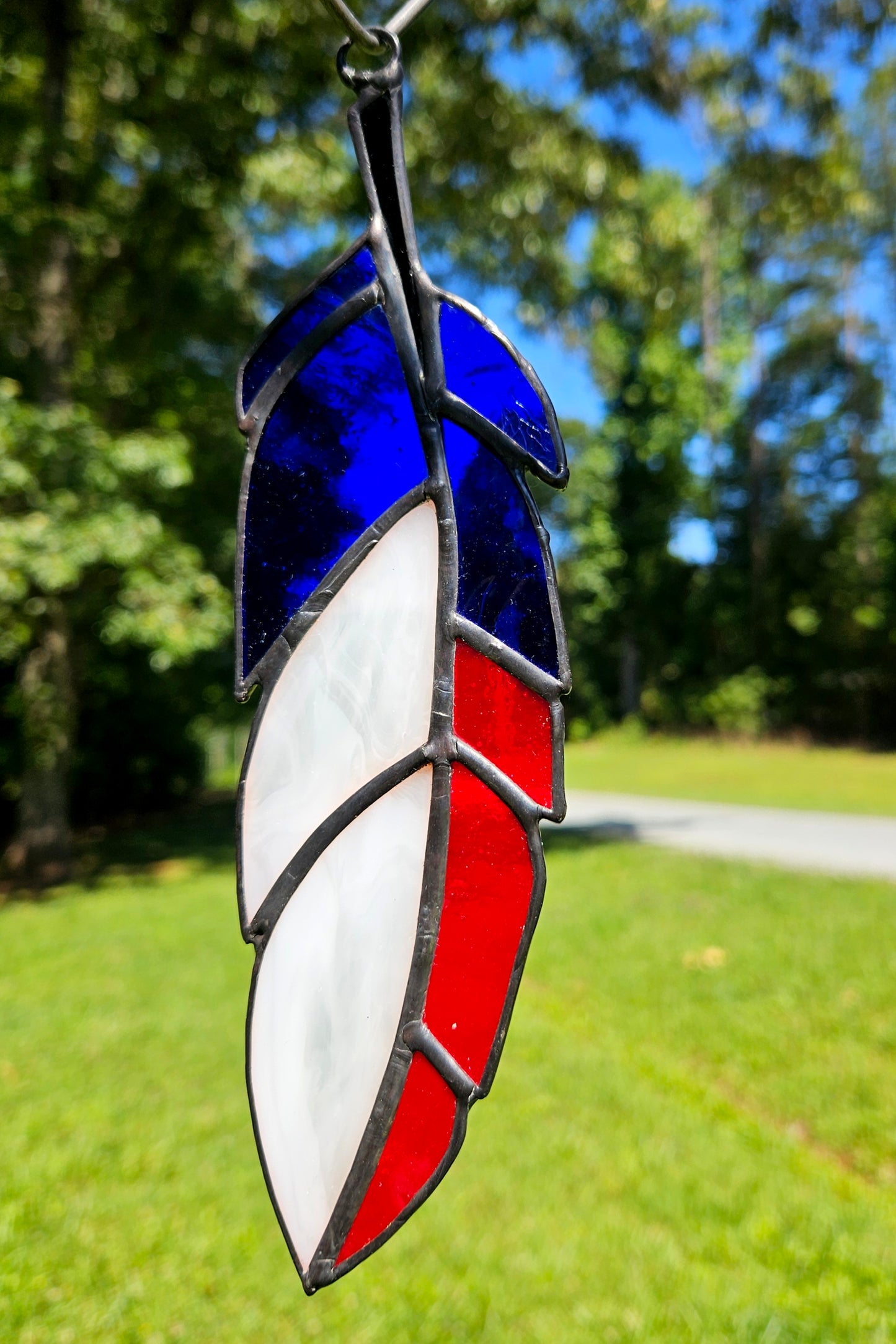 Patriotic Stained Glass Feather Military Gift