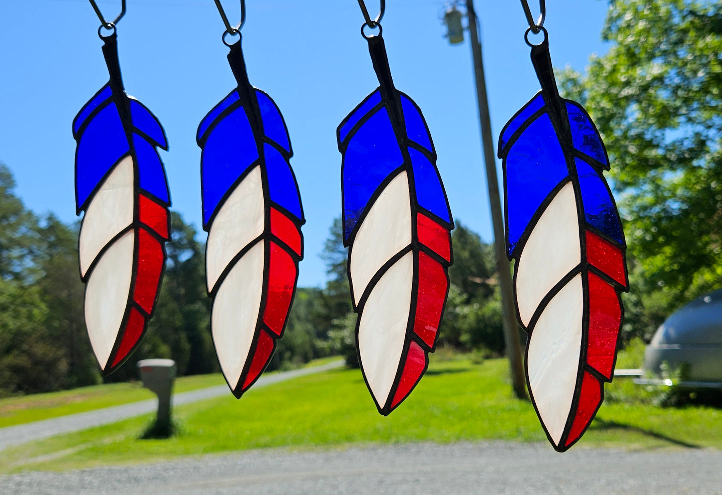 Patriotic Stained Glass Feather Military Gift