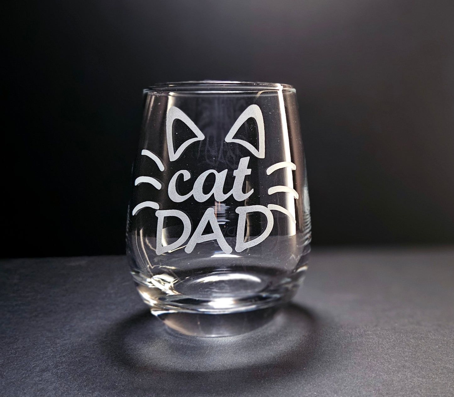 Cat Dad Stemless Wine Glass//Gift for Cat Dad//Gift for Dad