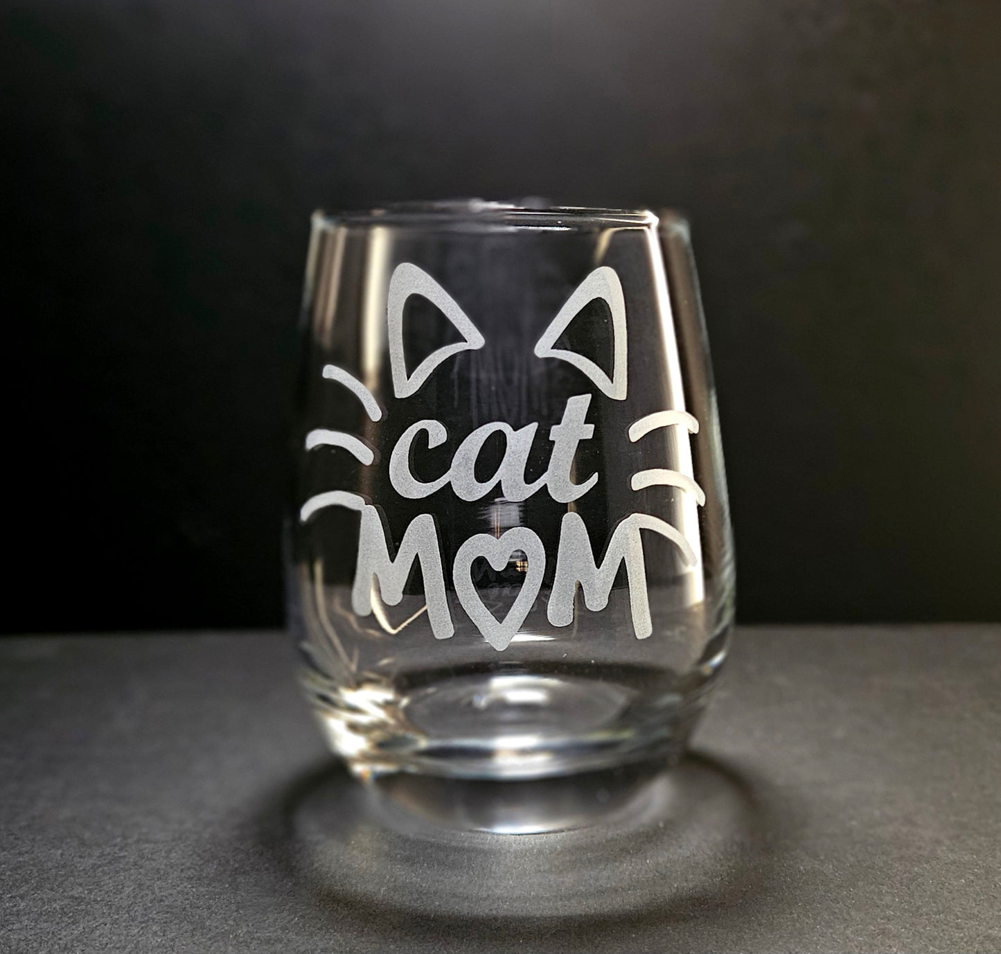 Cat Dad and Mom Stemless Wine Glass Set//Gift for Cat Mom and Dad//Christmas Gift for Pet Parents