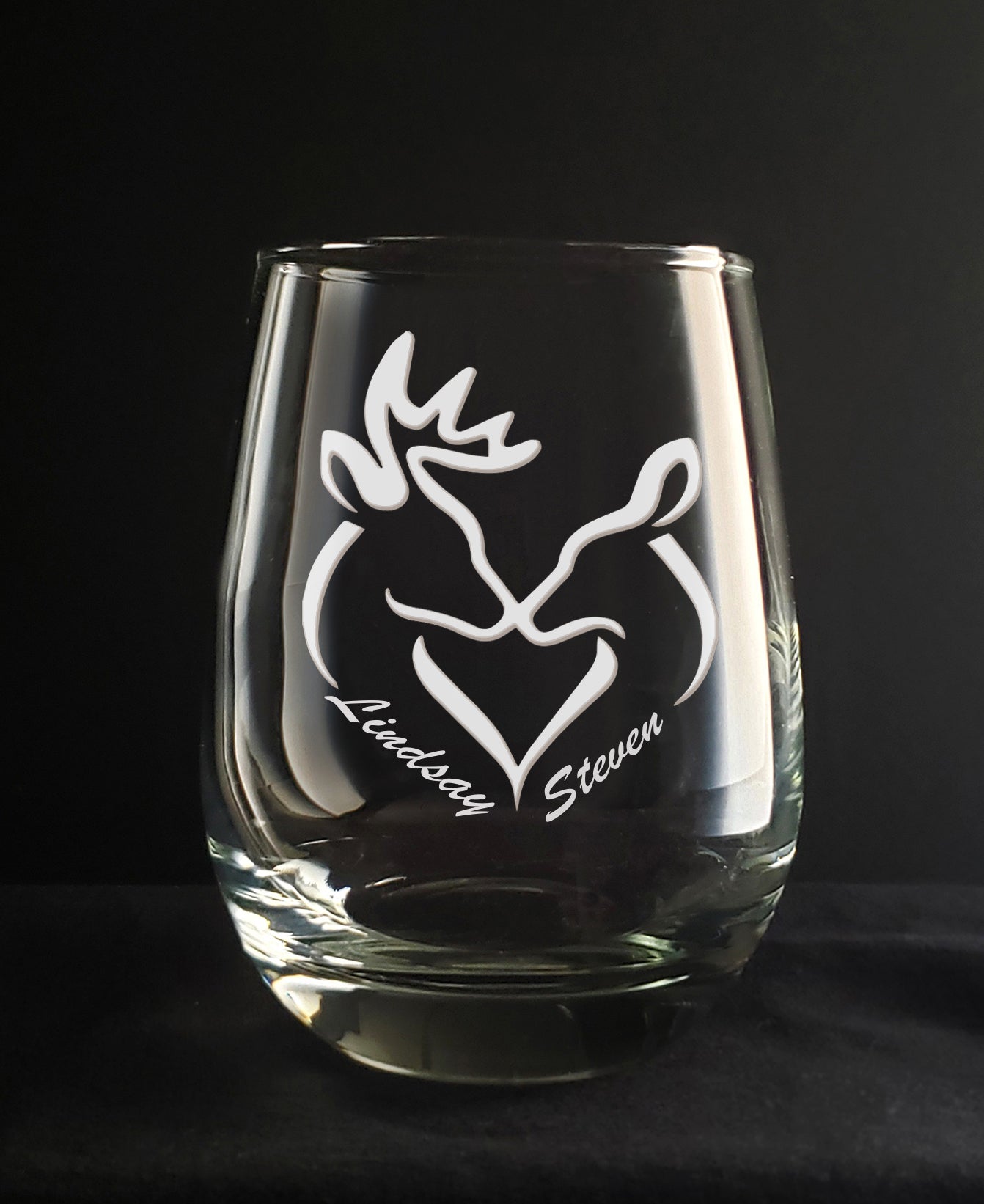 Valentines Day, Lovers, Sweethearts w/ Deer Images Engraved Glasses, Whiskey, Wine, Pint and Cafe Mug