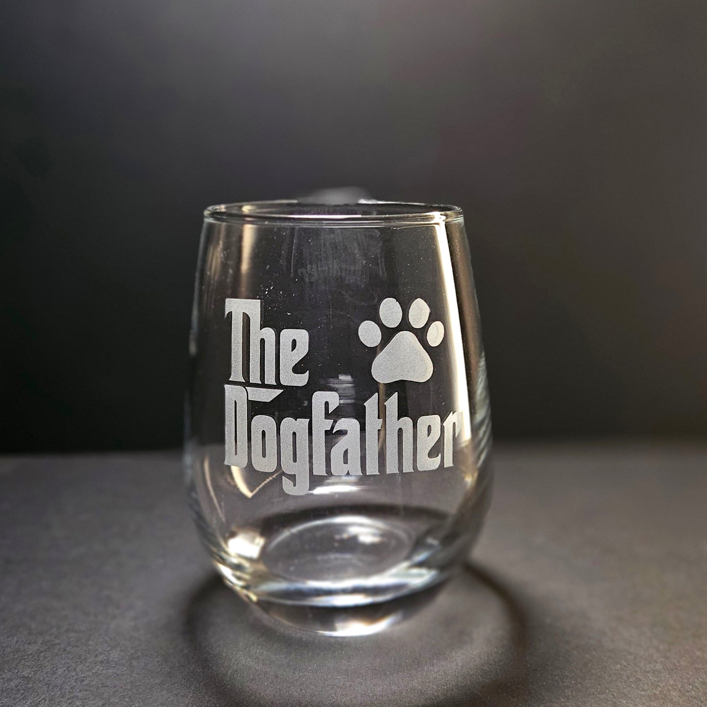 Dogfather Stemless Wine Glass//Gift for Dog Dad//Gift for Dog Groomer