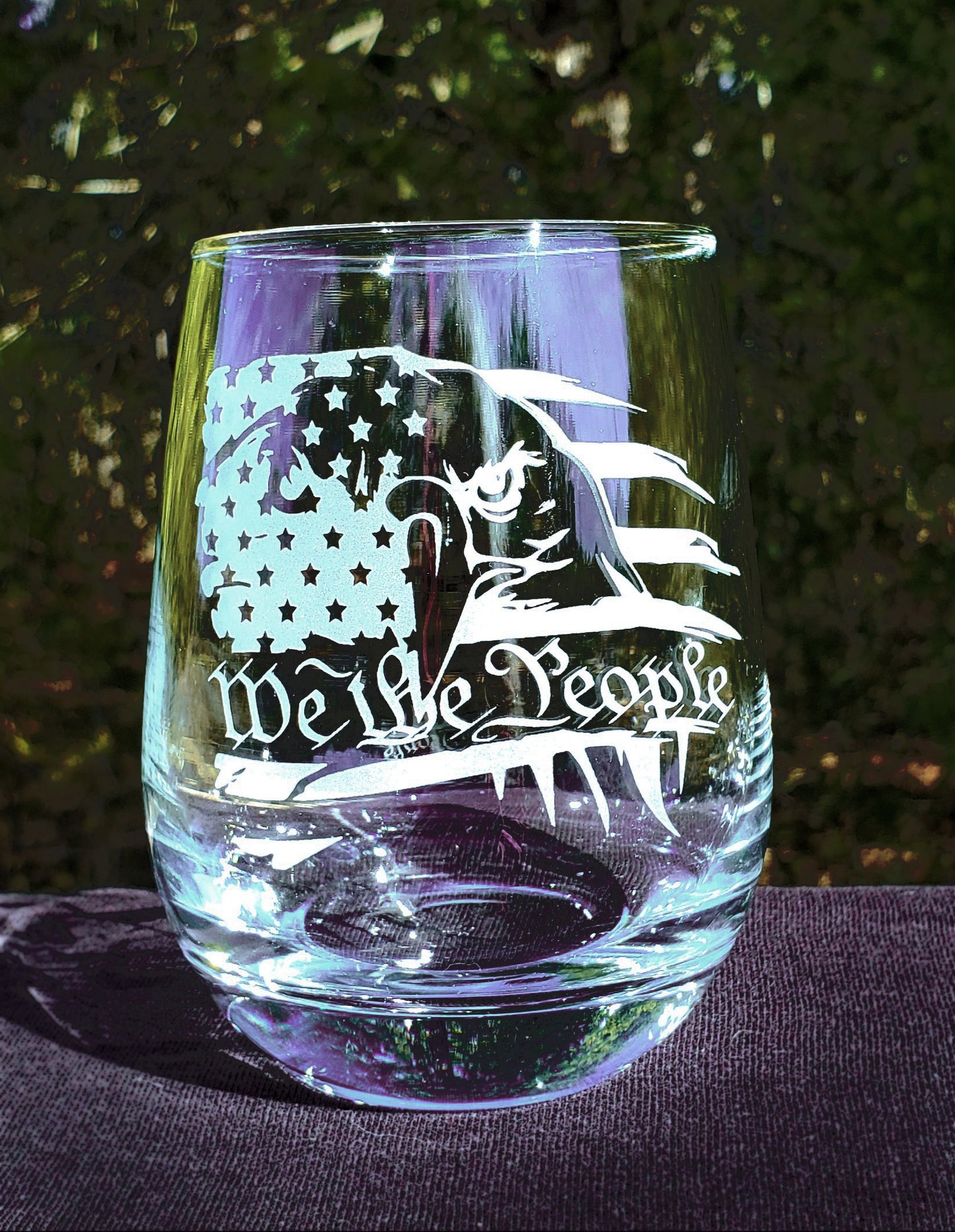 We the People Wine Glass Set, Patriotic Wine Glass, American Flag with Eagle Wine Glass, Patriotic Gift