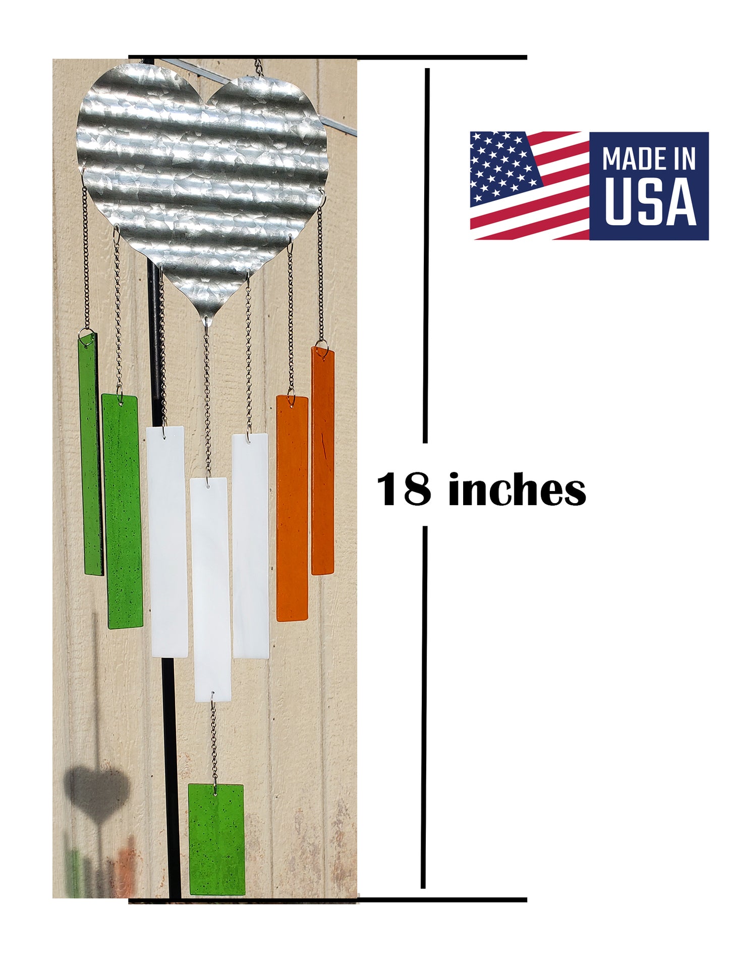 Irish Flag Heart Stained Glass Wind Chimes