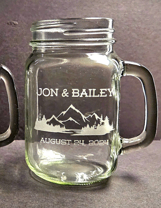 Mason Jar Mugs for Wedding//Wedding Gift//Place Setting Wedding//Gift for Wedding Guests