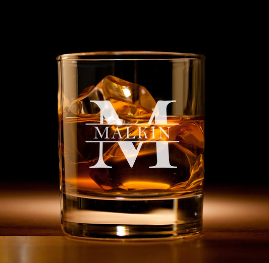 Monogrammed Whiskey Glass, Gift for Dad, Gift for Family