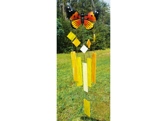 Monarch Butterfly Glass Wind Chime, Stained Glass Wind Chimes, Gift for Mom