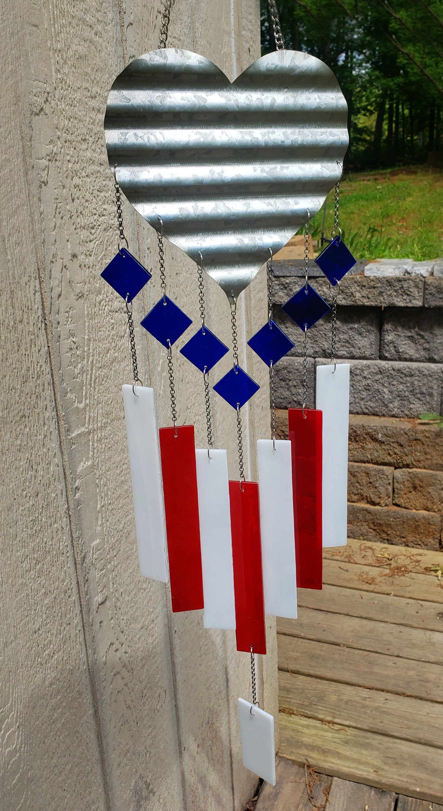 American Flag Glass Wind Chimes