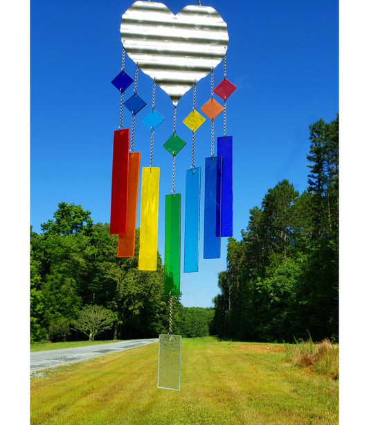Deluxe Rainbow Stained Glass Glass Wind Chimes