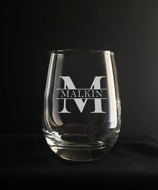 Monogrammed Wine Glass, Gift for Family, Couple's Gift