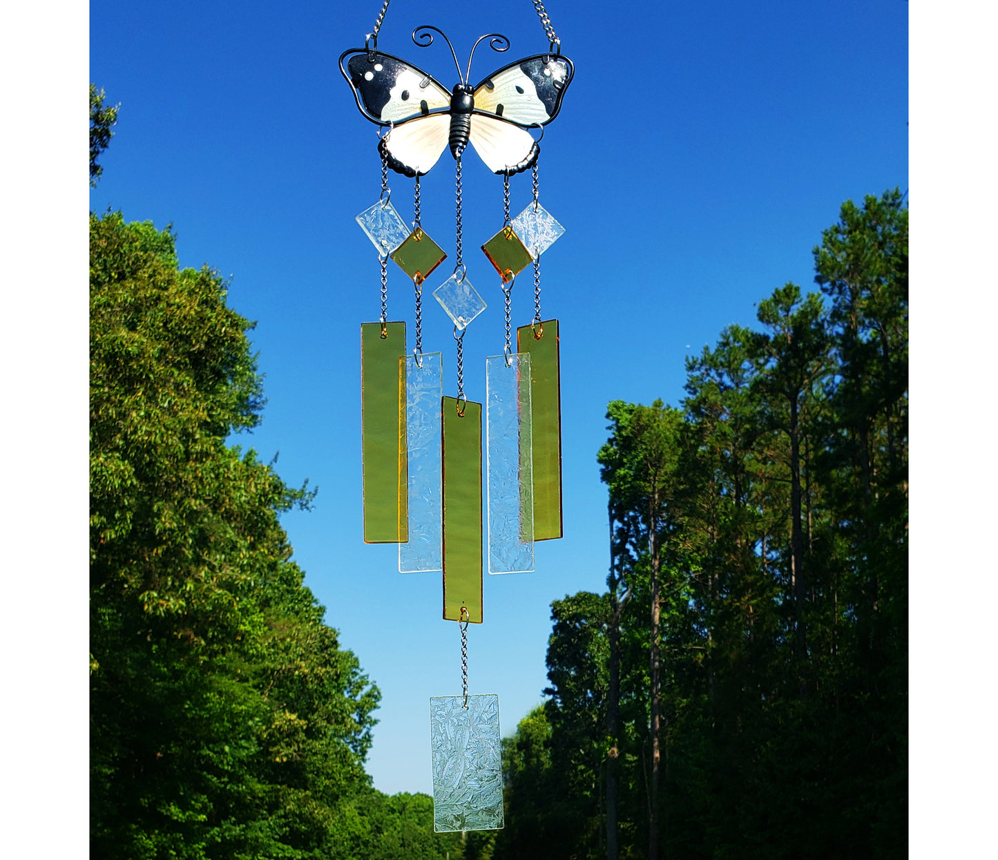 White Glass Butterfly Windchime