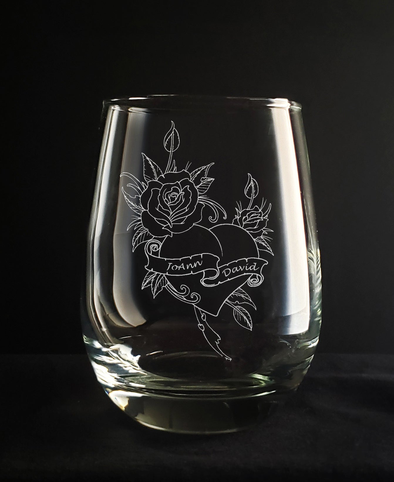 Tattoo Design, Valentine's Day, Sweethearts Engraved Glass: Whiskey, Wine, Pint and Cafe Mug