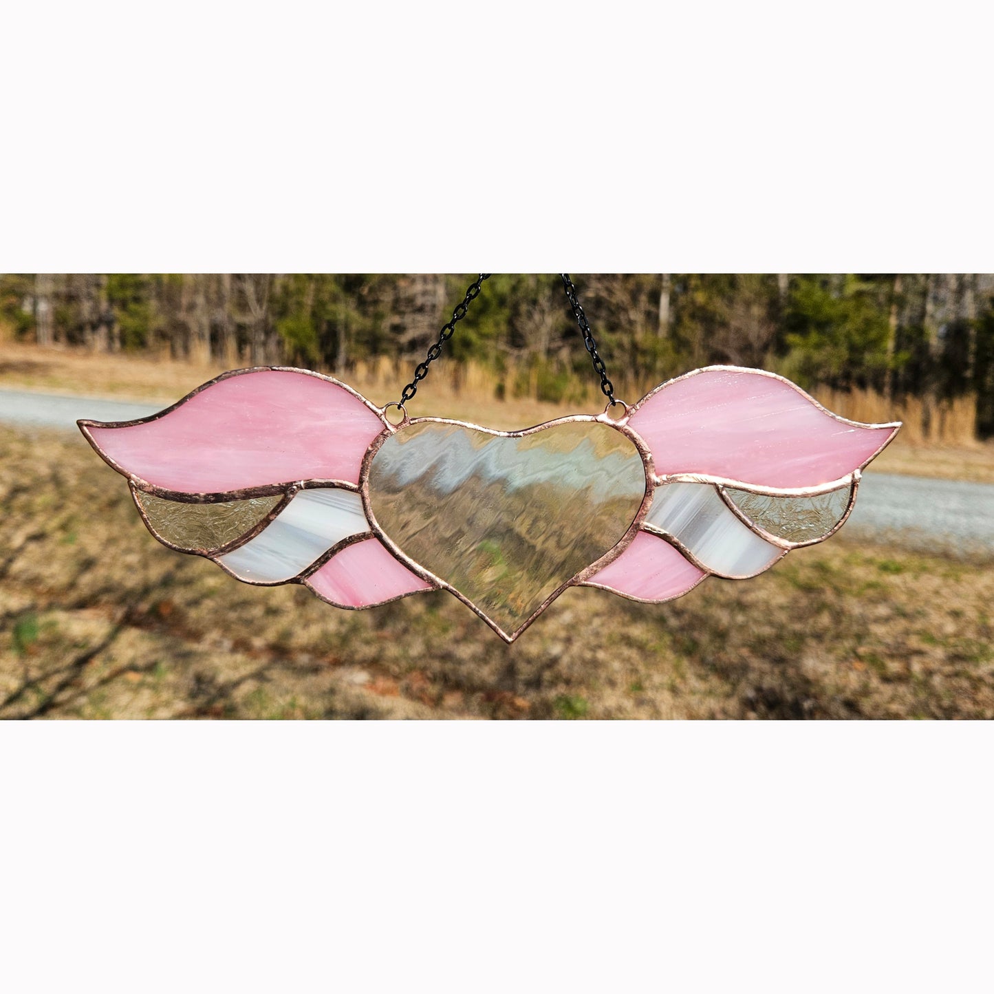 Winged Heart Stained Glass Suncatcher