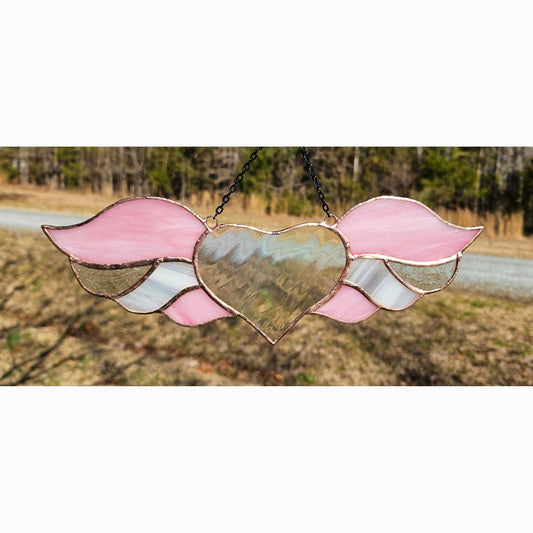 Winged Heart Stained Glass Suncatcher